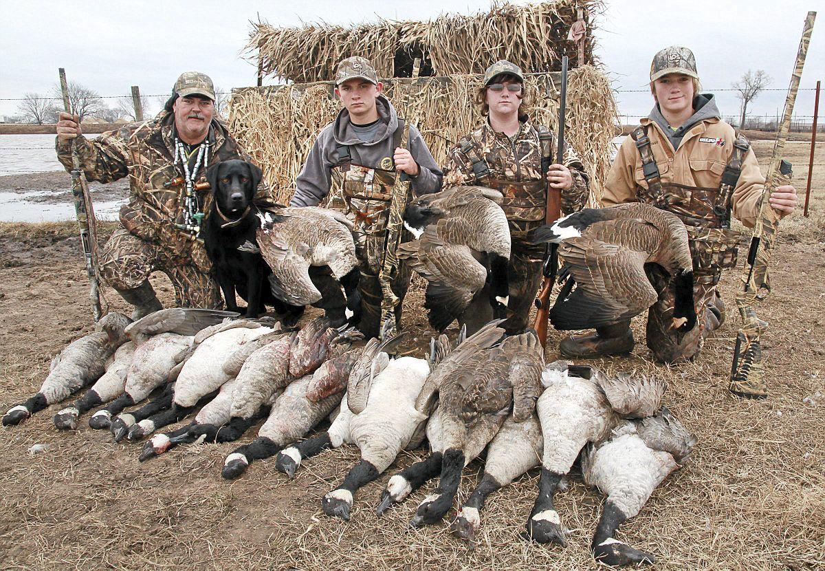 Guy in geese blind